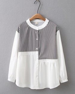 LM+ Mix stripe blouse
