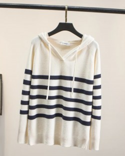 LM+ Stripe hoodie knit pullover