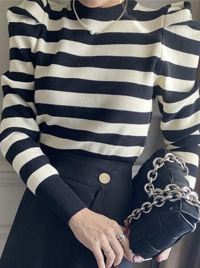 Stripe knit pullover