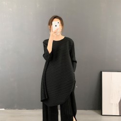 [[PREMIUM] Asymmetrical Pleated top and pants set